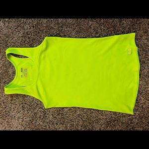Neon yellow under armor racer back tank top. Size medium